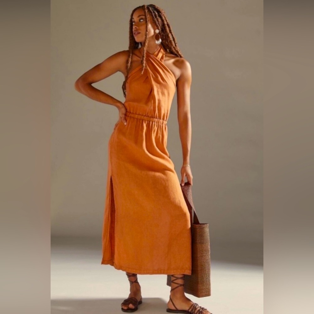 Anthropologie Cloth and stone cross halter dress NWT